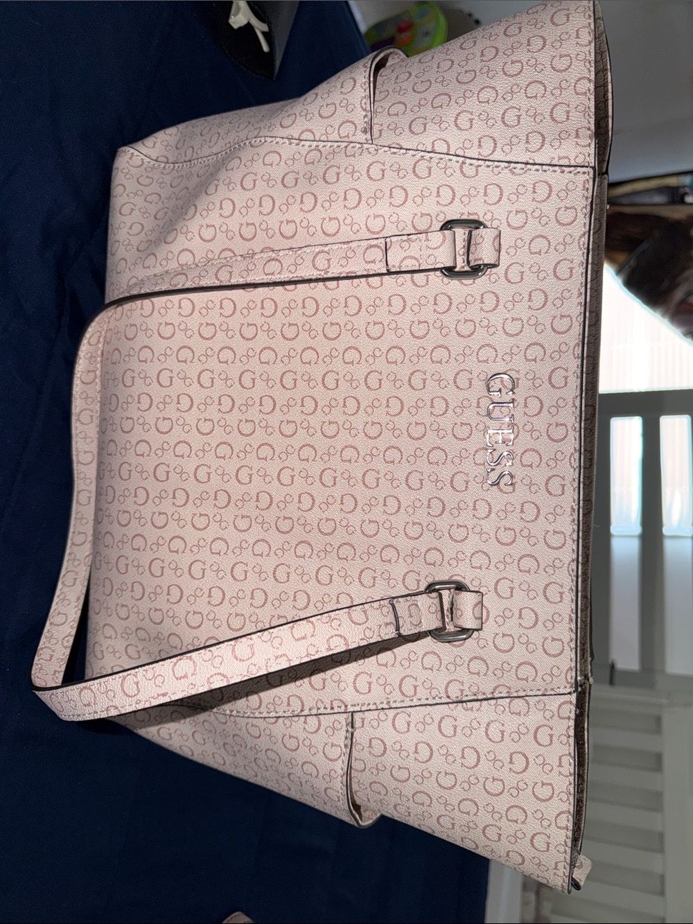 GUESS Blush Pink Monogram Tote Bag